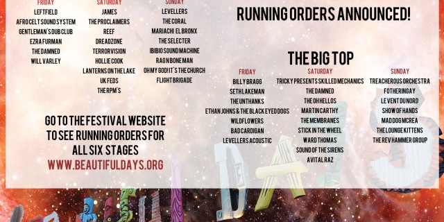 Running orders & last acts announced